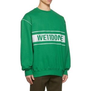 NEW We11done Green Reflective Logo Sweatshirt